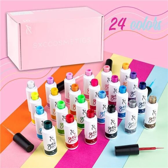 Cosmetics 24-Color Gel Liner Set for Nail Art - With Built-in Thin Brush - Picture 3 of 7